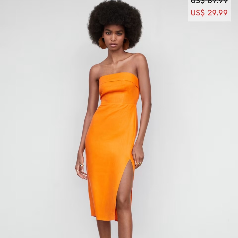 Mango Strapless linen dress (6)